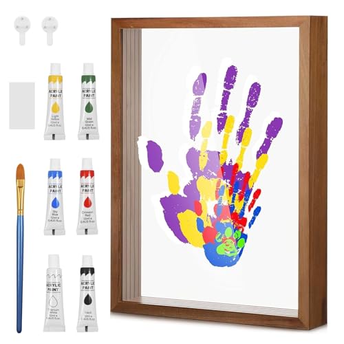 Familien Handabdruck Set, Handabdruck Set Familie mit 4 Plexiglasplatten, 6 Farben, Pinsel, Staubaufkleber, Anleitung und 2 Nicht Abfärbende Nägel, Fußabdruck Baby und Familie mit Platz für 4(Braun) Familien Handabdruck Set, Handabdruck Set Familie mit 4 Plexiglasplatten, 6 Farben, Pinsel, Staubaufkleber, Anleitung und 2 Nicht Abfärbende Nägel, Fußabdruck Baby und Familie mit Platz für 4(Braun) von CHICHI:OÜ