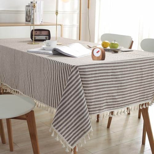Rechteckige Baumwolle Tischdecke, 120 x 160 cm Gestreifte Tischdecke mit Tischtuchklammer, Einfache Streifen Fringe Tischläufer, Elegante Tischdecken für Drinnen und Draußen, Waschbare Tischabdeckung Rechteckige Baumwolle Tischdecke, 120 x 160 cm Gestreifte Tischdecke mit Tischtuchklammer, Einfache Streifen Fringe Tischläufer, Elegante Tischdecken für Drinnen und Draußen, Waschbare Tischabdeckung von CHICHI:OÜ