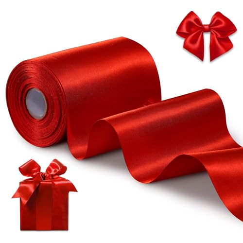 Satinband Rot Band - 10cm x 20m Geschenkband Rot Breit, Geschenkband Hochzeit Stoff, Rotenes Geschenkbänder Band für Taufe Weihnachten Neujahr Geschenk Hochzeit Valentinstag Deko Geschenkverpackung Satinband Rot Band - 10cm x 20m Geschenkband Rot Breit, Geschenkband Hochzeit Stoff, Rotenes Geschenkbänder Band für Taufe Weihnachten Neujahr Geschenk Hochzeit Valentinstag Deko Geschenkverpackung von CHICHI:OÜ