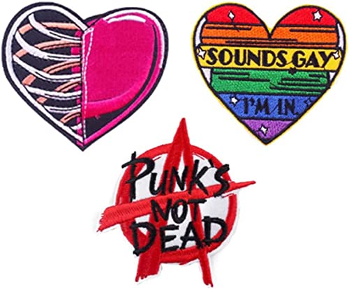 Bestickter Aufnäher Punk-Herz zum Aufbügeln für Kleidung Aufkleber Punk Not Dead Slogan Abzeichen auf Rucksack Patches auf Kleidung Streifen Bestickter Aufnäher Punk-Herz zum Aufbügeln für Kleidung Aufkleber Punk Not Dead Slogan Abzeichen auf Rucksack Patches auf Kleidung Streifen von CHICHL
