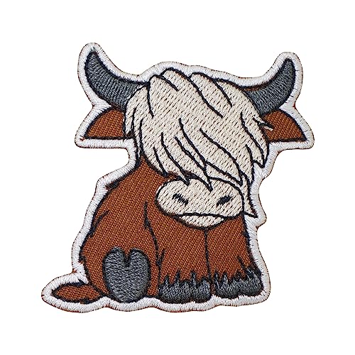 CHICHL Highland Cow Aufnäher zum Aufbügeln, bestickt, 1 Stück, rund, Cartoon-Muster, braun, Dekorativ, zum Aufbügeln oder Aufnähen, für Kleidung, Jacken, T-Shirts, Hüte, Rucksäcke, Jeans oder Hosen CHICHL Highland Cow Aufnäher zum Aufbügeln, bestickt, 1 Stück, rund, Cartoon-Muster, braun, Dekorativ, zum Aufbügeln oder Aufnähen, für Kleidung, Jacken, T-Shirts, Hüte, Rucksäcke, Jeans oder Hosen von CHICHL