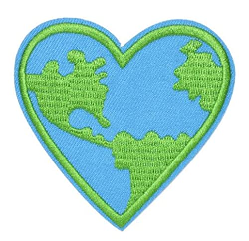 Earth Heart Embroidered Iron On/Sew On Patches Love Earth Heart Logo Iron on Patches Save Nature Logo Iron on Embroidered Applique Badge Sign Patch for Clothing Repair von CHICHL
