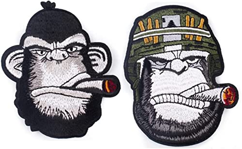Schimpanse Aufnäher zum Aufnähen, bestickt, für Jacken, Rucksäcke, Jeans und Kleidung, Stickerei, Aufkleber von CHICHL