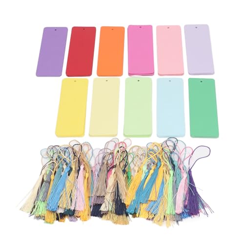 CHICIRIS 120 Buntes Leeres Cardstock -Lesezeichen mit Tassels DIY -Handwerksprojekten, Premium Material für die Erstellung Ihrer Eigenen Einzigartigen Designs von CHICIRIS