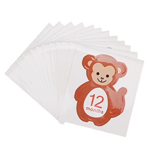 CHICIRIS 12pcs Montiere Babyaufkleber Neugeborenen Monat Aufkleber 1-12 Monate Wachstumsgedächtnisfoto Requisiten mit Entzückenden Cartoon-Designs für die Babyfotografie von CHICIRIS