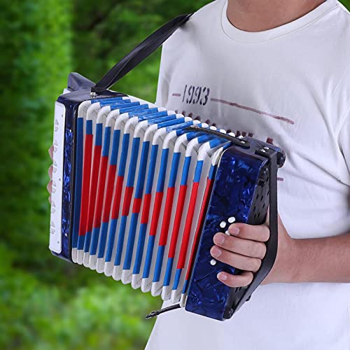 CHICIRIS 17 Key 8 Bass Klavierakkordeon - Anfänger Akkordeon für Kinder - Leichtes und Dauerhaftes Instrument Entwickelt Musikalisches Talent ABS Material (Dunkelblau) von CHICIRIS