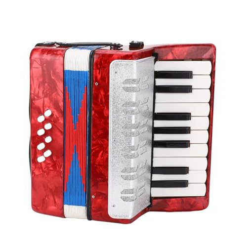 CHICIRIS 17 Key 8 Bass Klavierakkordeon - Anfänger Akkordeon für Kinder - Leichtes und Dauerhaftes Instrument Entwickelt Musikalisches Talent ABS Material (Rot) von CHICIRIS
