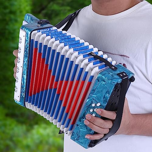 CHICIRIS 17 Key 8 Bass Klavierakkordeon - Anfänger Akkordeon für Kinder - Leichtes und Dauerhaftes Instrument Entwickelt Musikalisches Talent ABS Material (hellblau) von CHICIRIS
