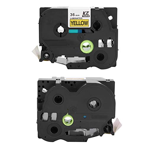 CHICIRIS 36 Mm Laminiertes Etikettband überlegene Qualität für Label-PT-9700PC PT-9800PCN PT-3600, Schnelldruck für Büroversorgung, Haustiermaterial (36 mm gelber Hintergrund schwarze Buchstaben) von CHICIRIS