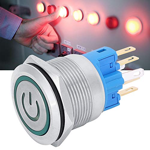 CHICIRIS 6-polige Edelstahl-Reset-Taste für DC12-24V, 2PCS IP65-Drucktaste für den Industriellen Gebrauch (GREEN) von CHICIRIS