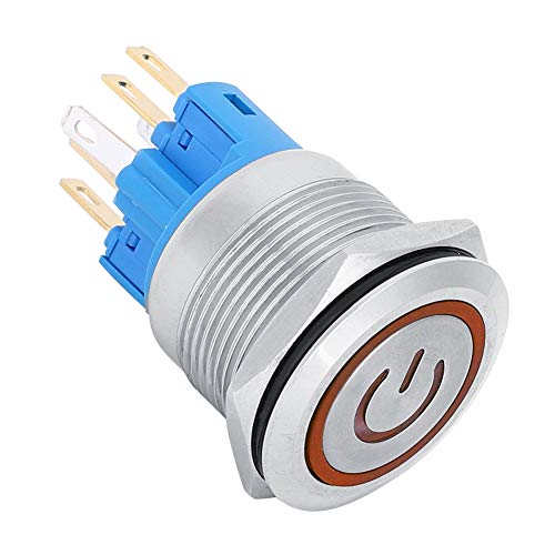 CHICIRIS 6-polige Edelstahl-Reset-Taste für DC12-24V, 2PCS IP65-Drucktaste für den Industriellen Gebrauch (ORANGE) von CHICIRIS