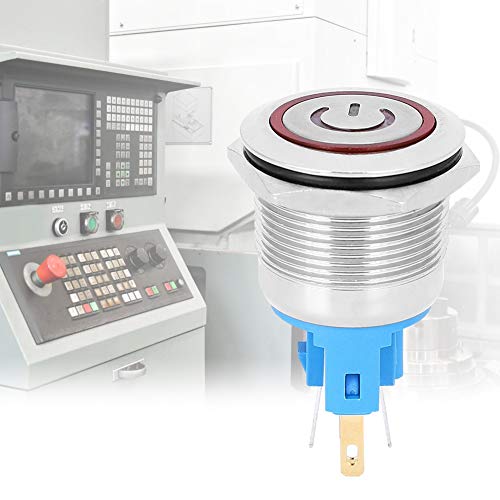 CHICIRIS 6-polige Edelstahl-Reset-Taste für DC12-24V, 2PCS IP65-Drucktaste für den Industriellen Gebrauch (Rot) von CHICIRIS