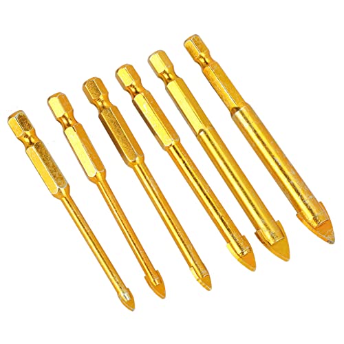 CHICIRIS 6pcs Goldener Kohlenstoffstahl YG6 -Legierungsbohrstücke für Glas, Keramikfliesen und Mehr von CHICIRIS