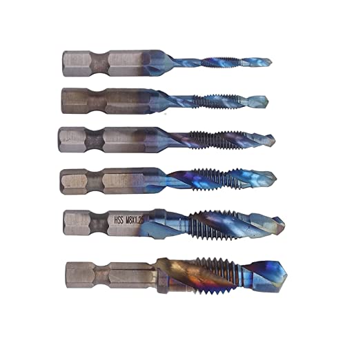 CHICIRIS 6pcs Hex Shank Kombination TAP SET SEIL STIPPLUTE TAPS mit TI -Beschichtung für die Reparatur von Gewinde, Hochgeschwindigkeits -Stahlklopfwerkzeug (Farbe plattiert) von CHICIRIS