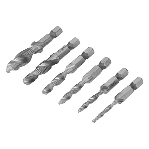 CHICIRIS 6pcs Hex Shank Kombination TAP SET SEIL STIPPLUTE TAPS mit TI -Beschichtung für die Reparatur von Gewinde, Hochgeschwindigkeits -Stahlklopfwerkzeug (SILVER) von CHICIRIS