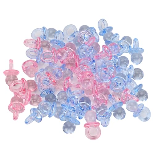CHICIRIS Baby Taufe Acrylpeppler 100pcs Mini -Farbspielzeug für Geburtstagsfeierdekoration (Transparentes Rosa + Blau) von CHICIRIS