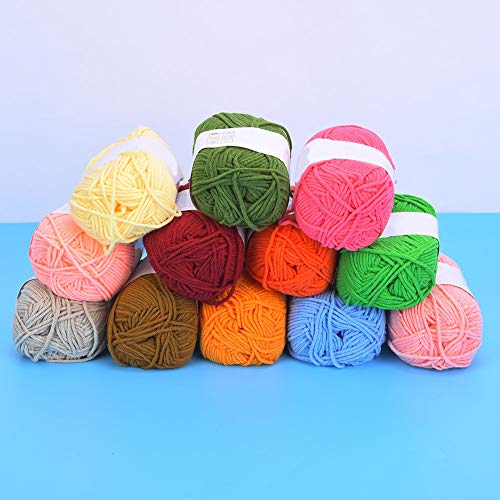 CHICIRIS Bequemes Häkelwattefaden Weich Warmes Babygarn für Schals und Schals, Helles Kamel/helles Kaffee/Fleischrosa, 12 X Milch Baumwollgarn CHICIRIS Bequemes Häkelwattefaden Weich Warmes Babygarn für Schals und Schals, Helles Kamel/helles Kaffee/Fleischrosa, 12 X Milch Baumwollgarn von CHICIRIS