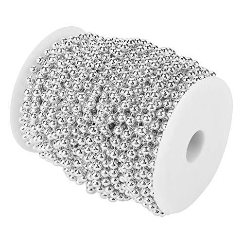 CHICIRIS DIY Hochzeitsdekoration Perlendrahtperlen - Glänzende Garlandschnur 6mm - Ideal für Weihnachtstag 25m/Roll, 2 Farbauswahl Absahme Perlen (SILVER) von CHICIRIS