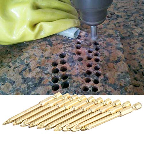 CHICIRIS Dreieck Speerkopfbohrmaschine Bit Set 10 Stück Zement Carbid Material Hex Shank Zum Bohren von Keramikfliesen Glasholz 6 Mm Bis 12 Mm Durchmesser (10 Packs, sechseckige Einzeile 8mm) von CHICIRIS