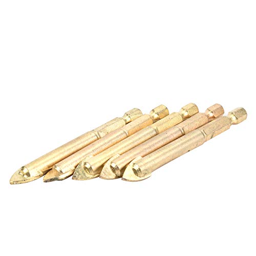 CHICIRIS Dreieck Speerkopfbohrmaschine Bit Set 10 Stück Zement Carbid Material Hex Shank Zum Bohren von Keramikfliesen Glasholz 6 Mm Bis 12 Mm Durchmesser (5-Pack, hexagonales Einsatz 10 mm) von CHICIRIS