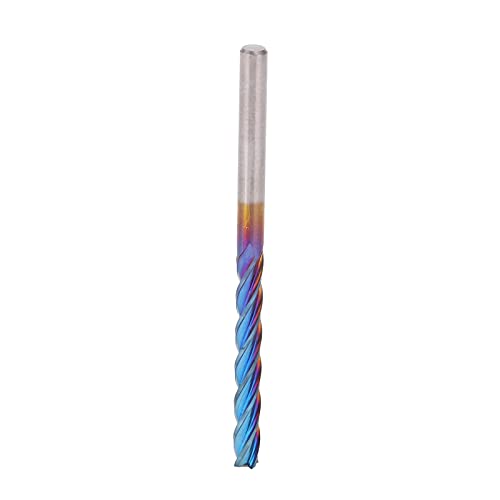 CHICIRIS Frässchneider Hochwertiger Wolfram-Stahl-Endmühlen-Nanoblau-Schicht 4-Fluter-Cutter-Bit für die Formverarbeitung 3.175 X 25 X 50 Mm von CHICIRIS
