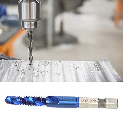 CHICIRIS Hex -Schaftbohrmaschine Bit für Weiches Klopfmetall, Aluminium, Eisen - Hochgeschwindigkeitsstahlblau Bohr und Klopfen Kombiniert 6,35 Mm Verbindungshahn (Hochgeschwindigkeitsblau blau m6 von CHICIRIS
