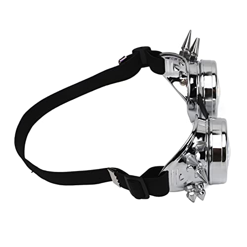CHICIRIS Kaleidoskop-Rave-Brille, Elastisches Band, Weit Verbreitet, Verstellbare Nasenstütze, Steampunk-Brille für Halloween (Glänzendes Silber) von CHICIRIS