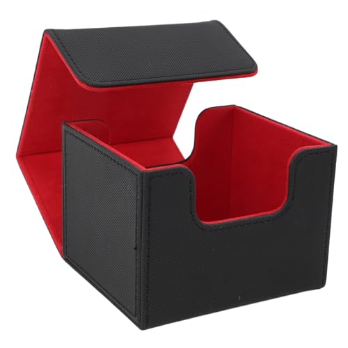 CHICIRIS Kartenspeicherbox Trading Card Organizer Deck Hülle Hält über 130 Karten PU Leder -Magnetverschluss mit Filzfutter für Tarot -Spielkarten (Rot innen) von CHICIRIS