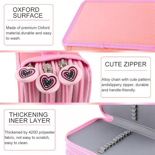 CHICIRIS Mehrschichtiger Oxford Pink Pen Bag mit 72 Löchern Bleistiftkoffer Großer Kapazitätsorganisator für Kunstartikel CHICIRIS Mehrschichtiger Oxford Pink Pen Bag mit 72 Löchern Bleistiftkoffer Großer Kapazitätsorganisator für Kunstartikel von CHICIRIS