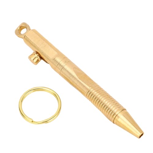 CHICIRIS Messing Mini Schnellveröffentlichung Kugelschreiber mit Keychain Compact Pocket Pen. Besuchen Sie Reisen, Schreiben, Abnehmbarer Spaß. (Messingfarbe) von CHICIRIS
