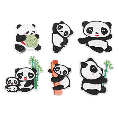 CHICIRIS Panda Stickerei Patch Schönes Tiereisen auf Flecken für DIY Bastelbag 6pcs für die Meisten Szenarien von CHICIRIS