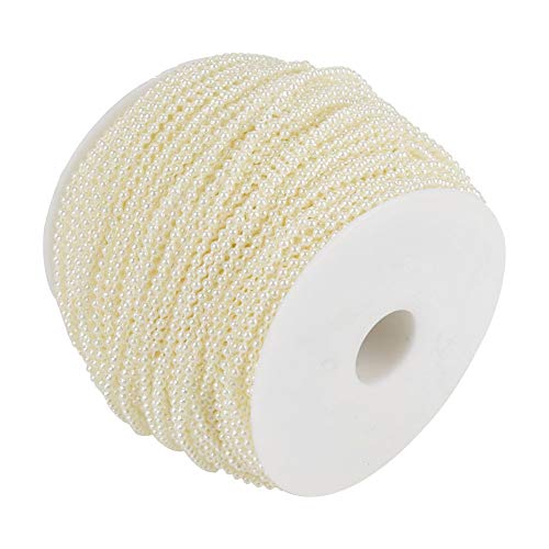 CHICIRIS Perle Girlandschnur für Hochzeitsdekoration - 100 M/Roll Imitation Perldrahtperlen, Glänzend und Lebensecht - weiß (Beige) von CHICIRIS