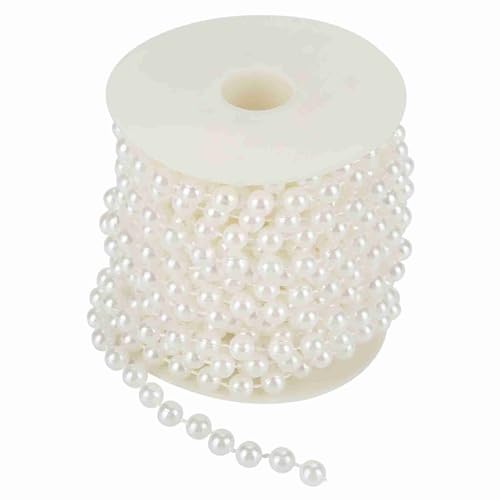 CHICIRIS Perlendrahtperlen Girlande, Glänzendes Hochzeitsdekor, 10 M/Roll Perlenperlen für Hochzeit, Weihnachtstag, Absahme Perlen, 8mm, Weiß (WHITE) von CHICIRIS