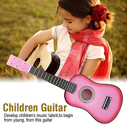 CHICIRIS Präzise Kinder Gitarrenspielzeug Lustige Lerninstrumente für Kinderanfänger, Inspiriert Musikfähigkeiten, Ideale Schüler Hölzern 23in Gitarre (PINK) von CHICIRIS
