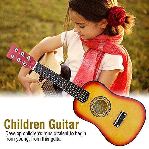 CHICIRIS Präzise Kinder Gitarrenspielzeug Lustige Lerninstrumente für Kinderanfänger, Inspiriert Musikfähigkeiten, Ideale Schüler Hölzern 23in Gitarre (Sonnenuntergangsfarbe) von CHICIRIS