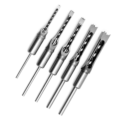 CHICIRIS Quadratlochbohrer Bit Holzbearbeitung Sterbender Meißel Set Hohe Härte Kohlenstoffstahl Glatte Oberfläche für Holzbearbeitungsbegeisterte 6pcs (5PCS) von CHICIRIS