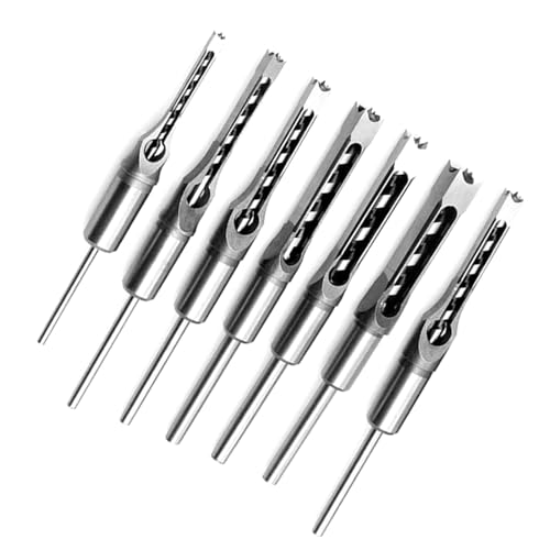 CHICIRIS Quadratlochbohrer Bit Holzbearbeitung Sterbender Meißel Set Hohe Härte Kohlenstoffstahl Glatte Oberfläche für Holzbearbeitungsbegeisterte 6pcs (7PCS) von CHICIRIS