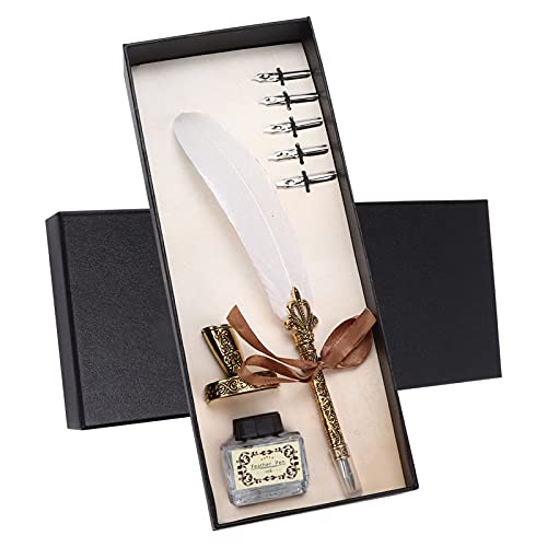 CHICIRIS Stilvoller Federstift -Set Gefertigtes Edelstahl Kalligraphie -Stift Geschenkset für Tischdekoration Gothic & Italian Kalligraphie (WHITE) von CHICIRIS