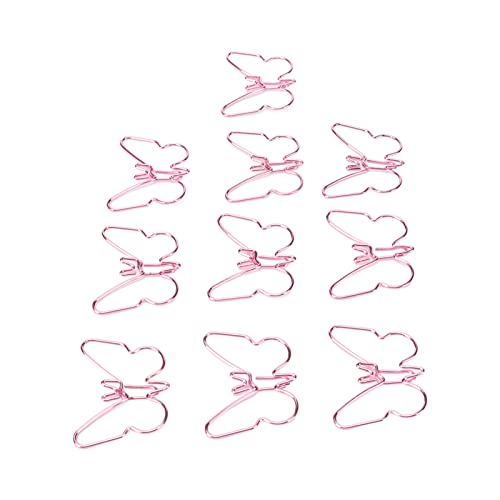 CHICIRIS Tragbare Leichte Metallrosa -Schmetterlinge in Form von Papierklammern Süße Büroklammern 100 PCs von CHICIRIS