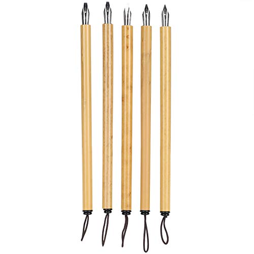 CHICIRIS Vintage Bambus Dip Stift Set Exquisite Kalligraphie Zeichnung Kit für Künstler Bambus Material Geschenkbox für Lehrer und Schüler (Flachkopf-Stift-Tippset) von CHICIRIS