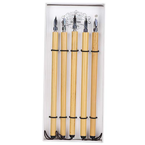 CHICIRIS Vintage Bambus Dip Stift Set Exquisite Kalligraphie Zeichnung Kit für Künstler Bambus Material Geschenkbox für Lehrer und Schüler (Runde Kopfstift -Tippset Set) von CHICIRIS
