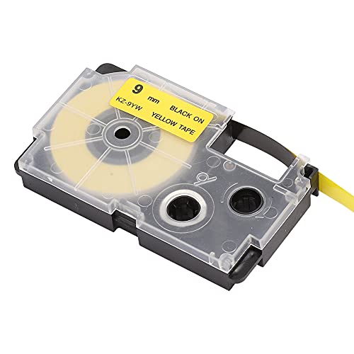 CHICIRIS Wasserdichtes 9 -mm -Etikett Maker Bandpatrone für den Drucker Kompatibel mit KL 7400, Ideal für Baustellen und Schalter (9mm gelber Hintergrund schwarze Buchstaben) von CHICIRIS