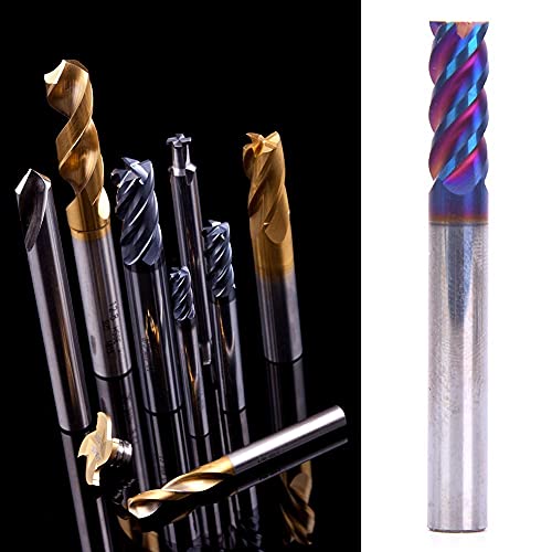 CHICIRIS Wolfram -Stahlfräsenschneider Blau Nano Beschichtet 4 Flöte HRC65 ° für CNC -Maschine für Edelstahl Verarbeitungsmühle Geeignet (5x15x6Tx50L) von CHICIRIS
