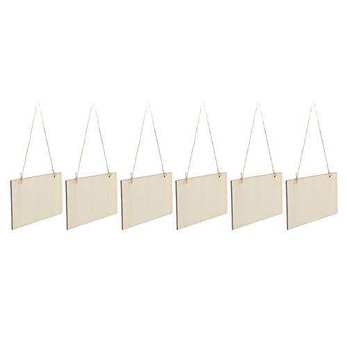 Unfertiges Hängendes Holzschild, 6er-Pack Rechteckige, Leere Holztafel-Banner mit Seil für DIY-Bastelarbeiten, Brandmalerei, Schreiben, Beige Unfertiges Hängendes Holzschild, 6er-Pack Rechteckige, Leere Holztafel-Banner mit Seil für DIY-Bastelarbeiten, Brandmalerei, Schreiben, Beige von CHICIRIS
