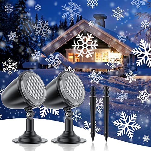 CHICLEW Weihnachten LED Projektorlampe 2 Stücke, IP65 drehbar Schneeflocken Projektor 180°Drehbar, Schneefall-Landschaftslicht für Weihnachten Dekorationen Außen Innen Hochzeit Party Garten CHICLEW Weihnachten LED Projektorlampe 2 Stücke, IP65 drehbar Schneeflocken Projektor 180°Drehbar, Schneefall-Landschaftslicht für Weihnachten Dekorationen Außen Innen Hochzeit Party Garten von CHICLEW