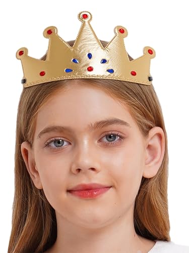 CHICTRY Goldkronen König Königin Prinz Prinzessin Goldkrone Krönungshut mit Edelsteinen für Geburtstagsparty Typ F Einheitsgröße von CHICTRY