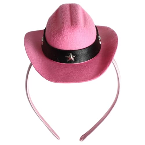 CHICTRY Western-Cowboy-Mini-Hut-Stirnband Breite Krempe Cowgirl-Hüte Glitzer-Zylinderhut für Halloween-Disco-Party Typ 1 Einheitsgröße von CHICTRY
