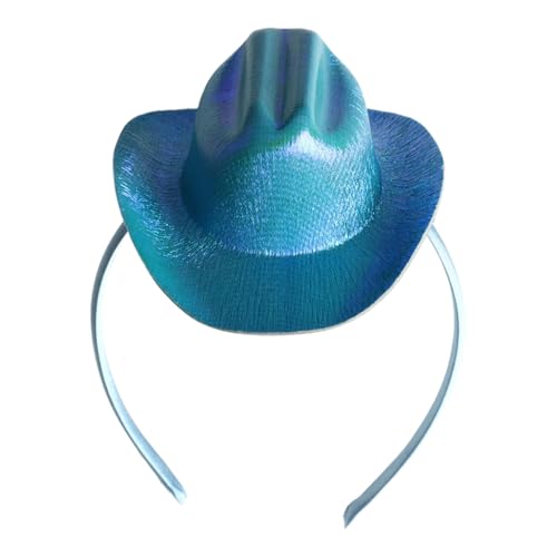CHICTRY Western-Cowboy-Mini-Hut-Stirnband Breite Krempe Cowgirl-Hüte Glitzer-Zylinderhut für Halloween-Disco-Party Typ 5 Einheitsgröße von CHICTRY