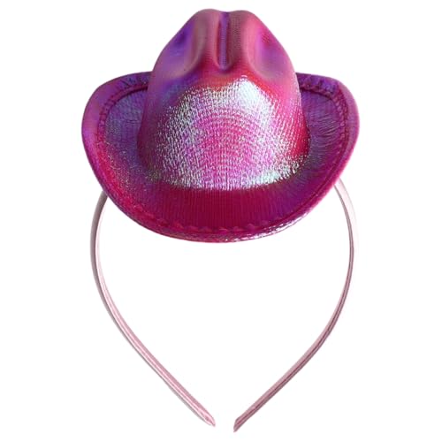 CHICTRY Western-Cowboy-Mini-Hut-Stirnband Breite Krempe Cowgirl-Hüte Glitzer-Zylinderhut für Halloween-Disco-Party Typ 6 Einheitsgröße von CHICTRY
