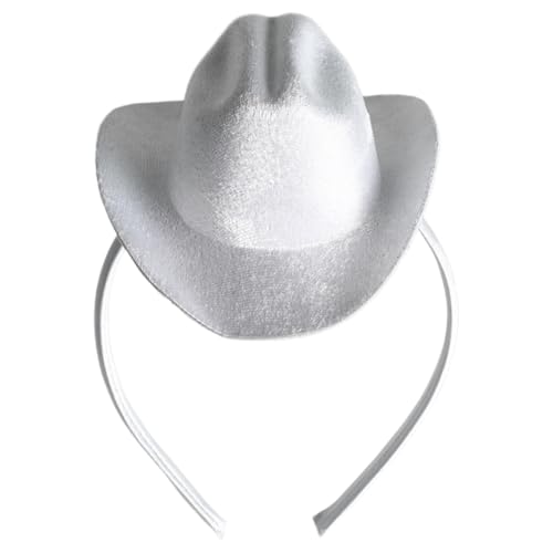 CHICTRY Western-Cowboy-Mini-Hut-Stirnband Breite Krempe Cowgirl-Hüte Glitzer-Zylinderhut für Halloween-Disco-Party Typ 8 Einheitsgröße von CHICTRY